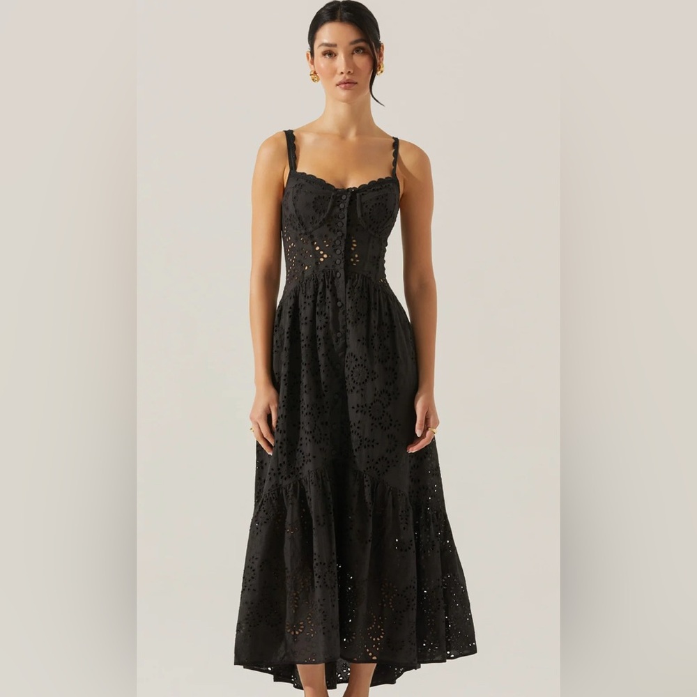 Astr Black Lace Midi Dress